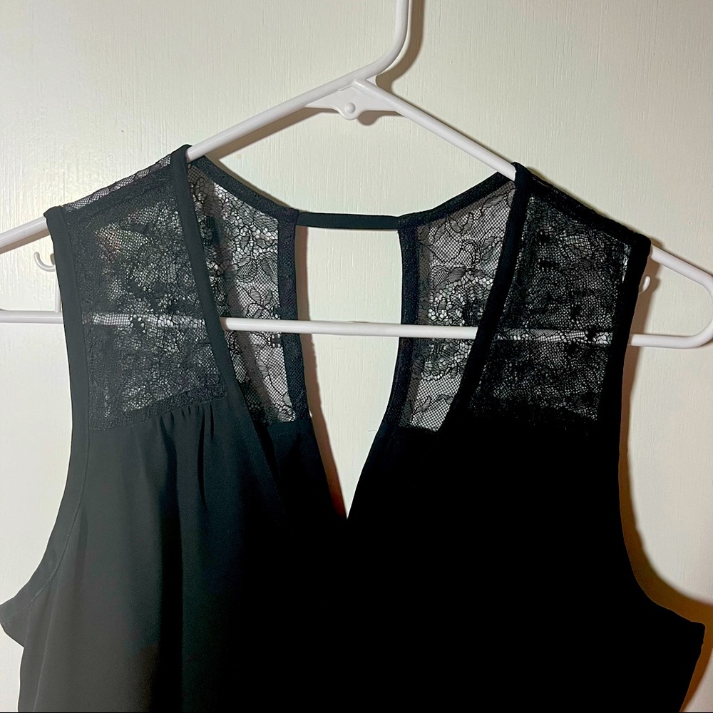 Black Sleeveless Top with Lace Detail